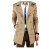 Мужские траншевые пальто осенние весеннее пальто мужчины Слим корейский двухбортный двухбортный модная куртка зима