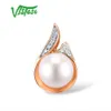 Pendanthalsband Vistoso Gold for Women Pure 14k 585 Rose Sparkling Diamond Elegant Fresh Water Pearl Lady Fine Jewelry 230213
