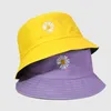 Chapeaux à large bord Mode Double Face Daisy Seau Chapeaux Coloré Broderie Réversible Seau Caps Crème Solaire Pêcheur En Plein Air Panama Bob Bonnet R230214