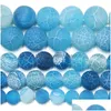 Stone 8Mm Natural Frost Crab Blue Agates Round Loose Beads 6 8 10 12Mm Pick Size For Jewelry Making Drop Delivery Dhgarden Dhcpz