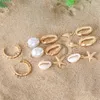 Dangle Earrings Classic Bohemian Natural Shell Irregular Pearl Conch Starfish Ear Studs Pendants 4 Pairs Set Of Ornaments Wholesale 143