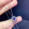 Chaînes Dainty Luck Bag Style Pendentif Saphir Collier Bleu Naturel S925 Cadeau En Argent Sterling Pour GirlChains