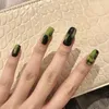 False unhas 24pcs Fake With Designs Fang Circular Art Graffiti Preto Green Grue Square Square Press