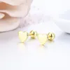 Boucles d'oreilles mignonnes Mini petit coeur de pêche vis arrière pour femmes enfants bébé filles laiton couleur or Piercing bijoux Oorbellen Aros