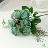 Decoratieve bloemen Simulatie Tea Roses 10 Hoofden Small Bunch Silk Wedding Bogen Party Decor Artificial Flower Home Fake