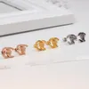 Flicka kvinnor bokstavsmärkt C stud Örhänge 18k rosé Guld Silver logo graverade nitar Örhängen 316L rostfritt stål Bröllopsfest Smycken bleknar aldrig