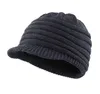 Basker Connectyle Men's Style Winter Hat with Visor Acrylic Soft Fleece Fode Cable Sticked Beanie Male Sboy Daily Warm Cap 230214