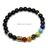 Lava negra natural de mi￧angas/Onyx/Hematita Pulseira Bracelets Mulheres 7 Reiki Chakra Bracelet Healing NCE para homens Drop del Dhgarden dhu5q