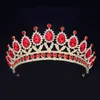 Bröllopshår smycken barock vintage grön kungliga tiara kronor brud blå röd drottning krona brud pannband för kvinnor 230214