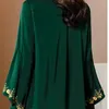 Women's Blouses #2963 Black Green Stain Shirts Women Embroidery Flower Casual Office Rayon Long Sleeves Slim Vintage Woman Spring