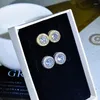 Stud Earrings Female Crystal Round Earring Gold Silver Color White Rhinestone Hip Hop Wedding For Women Jewelry Present
