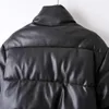 レディースジャケットデザイナーP-RAオリジナルファッションデザイン女性PUレザー豪華な女性ブラックパンクパフジャケットショートコットンアウター