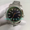 2 kleur 904L stalen horloges voor Cal.3131 Bewegings heren 40 mm groen kristal oranje hand zwarte wijzerplaat lumineuze armband gmf mechanisch automatisch horloge