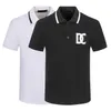 Polo de créateur pour hommes noir et blanc léger luxe à manches courtes couture 100% coton classique broderie alphabet affaires décontracté revers mode slim fit3xl