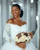 Elegante A-Linie Brautkleider 2023 aus schulterfreiem Tüll mit appliziertem, perlenbesetztem Hofkleid, schickes Dubai, maßgeschneidert, Vestidos De Novia