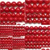 Pierre de corail rouge naturel de 8 mm, perles rondes en vrac, 15 brins, taille au choix de 5,5 mm, pour la fabrication de bijoux, livraison directe Dhgarden Dhmfh