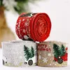 Decorações de Natal 1 Roll Ribbon Greath Bows Diy Fabric Swirl Burlap com Presente de Árvore de Edge Wired