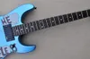 La chitarra elettrica blu in metallo personalizzata in fabbrica con tastiera in palissandro, hardware cromato, modello di maiale può essere personalizzata