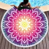 Colorful Datura Round Fringe Beach towel women Bath towels Quick drying yoga mats Floor mat LT241
