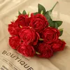 Fleurs Décoratives 10 Têtes 1Bundle Bouquet De Roses Artificielles Décoration De La Maison Table De Fête De Mariage Scrapbook Faux Plantes Diy Pivoine