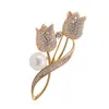 Brooch Rhinestone Tulip Flower Brooch Anti-glare Suit Brooch Collar Pin Jewelry Jewelry Gift GC1910