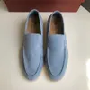 Desiner Loropiana Sapatos Online Sapatos masculinos Novo Couro Retro British Style LP Mocassins Lazy Suede Sapatos casuais planos