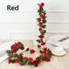 Dekorativa blommor Fabrik Direktförsäljning 2,5 m Artificial Rose Rattan String Decor Silk Fake Garland för bröllop Hem El Garden Decoration