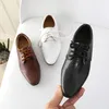 Premiers marcheurs enfants chaussures de robe de mariée en cuir véritable pour garçons marque enfants chaussures de mariage noires garçons baskets compensées formelles 2136 230211