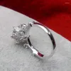 Anillos de racimo Genuino 18K 750 Anillo de oro blanco Prueba increíble REAL 2Ct Ronda D VVS1 Moissanite Boda para mujer Joyería