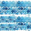 Stone 8Mm Natural Frost Crab Blue Agates Round Loose Beads 6 8 10 12Mm Pick Size For Jewelry Making Drop Delivery Dhgarden Dhcpz