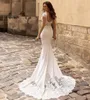 Vestidos de festa lindos vistos de casamento de sereia V Mermaid Capneves Backless Sexy Bridal Vestres Robe De Lace Court Train 230214