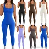 2023 Zomer vrouwen actieve jumpsuits sexy mouwloos vest onesies gebreide bodysuits square nek slanke sexy training rompers