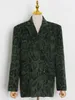 Kvinnors kostymer Blazers Twotwinstyle Green Leopard Grafisk kvinnlig blazer noterad långärmad temperament Colorblock Loose Women's Coat Winter 230214