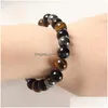 Perlé Oeil de Tigre Hématite Noir Obsidienne Pierre Perle Bracelet Vintage Charme Chaîne Ronde Perles Bracelets Bijoux Pour Femmes Drop Dhgarden Dhsbj