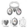 Bangle N1HE Bouquet Picture Charm With Oval Glass Cabochon Wedding Po Pendant Heart Styled Pendent Pearl For Bridal Shower