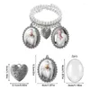 Bangle N1HE Bouquet Picture Очарование с овальным стеклянным кабохоном свадебное ягодичное сердце