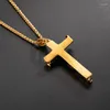 Chains Valily Men's Punk Juses Pendant Necklace Stainless Steel Cross Skull Jewelry For Male Gold Color Chain