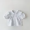 Enfants Chemises MILANCEL Bébé Blouse Revers Simple Coton À Manches Courtes Doux Amour Plaid Fleurs Filles Tops Tout-Petits Tee 230214