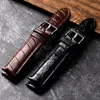 Watch Bands American Alligator Leather Watchband Brown Black 18 19 20 21 22MM Men's Handmade Soft Bracelet