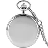Cep Saatleri Vintage Basit Gümüş Pürüzsüz Tasarım Kılıfı Numaralar Analog Kuvars Kuvars Zinciri İzle Erkek Kadınlar Retro Saat Reloj De Bolsillo