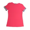 23SS 브랜드 새로운 여성 T 셔츠 슬림면 100% 여성 티셔츠 짧은 슬리트 슬리트 슬리트-얇은 흰색 순수 탑 여성 T 셔츠 검은 흰색 분홍색 13 색