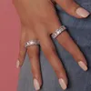 Eheringe Trendy Design Ewigkeit Versprechen Ring Gepflastert Österreichischen CZ Zirkon Runde Verlobungsband Für Frauen Männer Fingerschmuck