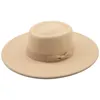 Breda breim hattar hink 95 cm platt topp fedoras för kvinnor fast färgimitation ylle jazz män eleganta brittiska damer mössor bowler 230214