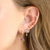 Baumelnde Ohrringe 2023 Asymmetrischer Mond-Herz-Ohrring für Frauen Niedlicher vergoldeter rosa Zirkon-Ohrstecker Modeästhetischer Schmuck Gift320m