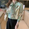 Camisas de blusas femininas Han Queen Spring Printage Office Blouse Lady Blouse Feminino Tops Tops de Manga Longa Casual Coreano Ol Mulheres Longas Blouses 230214