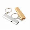 Key Rings Dual-tube Survival Whistle Portable Keychains Aluminum Safety Whistle for Outdoor Hiking Camping Survival Emergency Ke