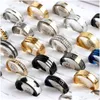 Cluster Rings 20Pcs / Lot New Fashion Large Size Colorf Anello in acciaio inossidabile Gioielli per donna Uomo Mix Style Wedding Lover Couple Par Dhuvg