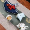 Piatti Creativo Ginkgo a forma di foglia Vassoio per spuntini in ceramica Set da tè Accessori Frutta Retro Conservazione delle noci