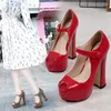 Kleding schoenen dames elegante Europese stijl mode dikke hoge hakken met platform 5 kleuren peep teen vrouwelijke pumps maat 35-46 ouyyyogo