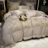 Set di biancheria da letto chic crema avorio macrame largo piumino piumino set di coperture luxury1000tc cotone egiziano foglio di letti morbidi cuscinetto 4/7 pezzi